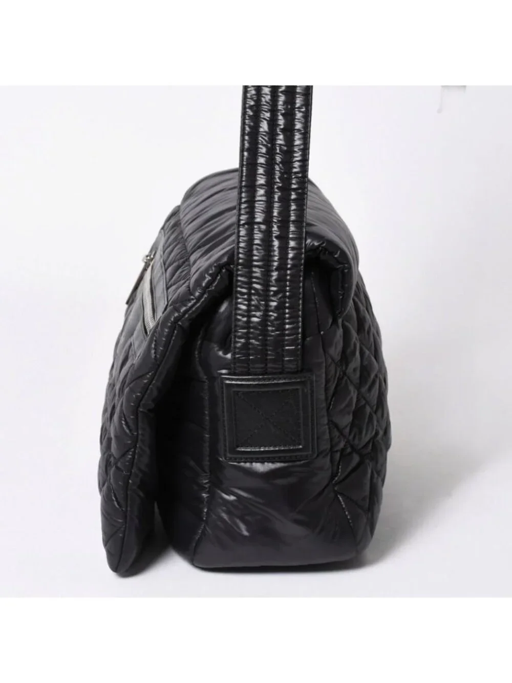 Chanel Coco Cocoon Shoulder Bag CC Logo Nylon Black Silver Quilted